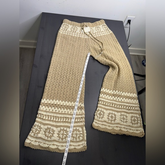 Free People Flook Crochet Crop Flare Pants Large NWT - Picture 8 of 11